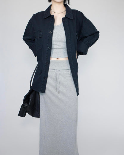 Unisex oversized 牛仔恤衫 - 深藍色