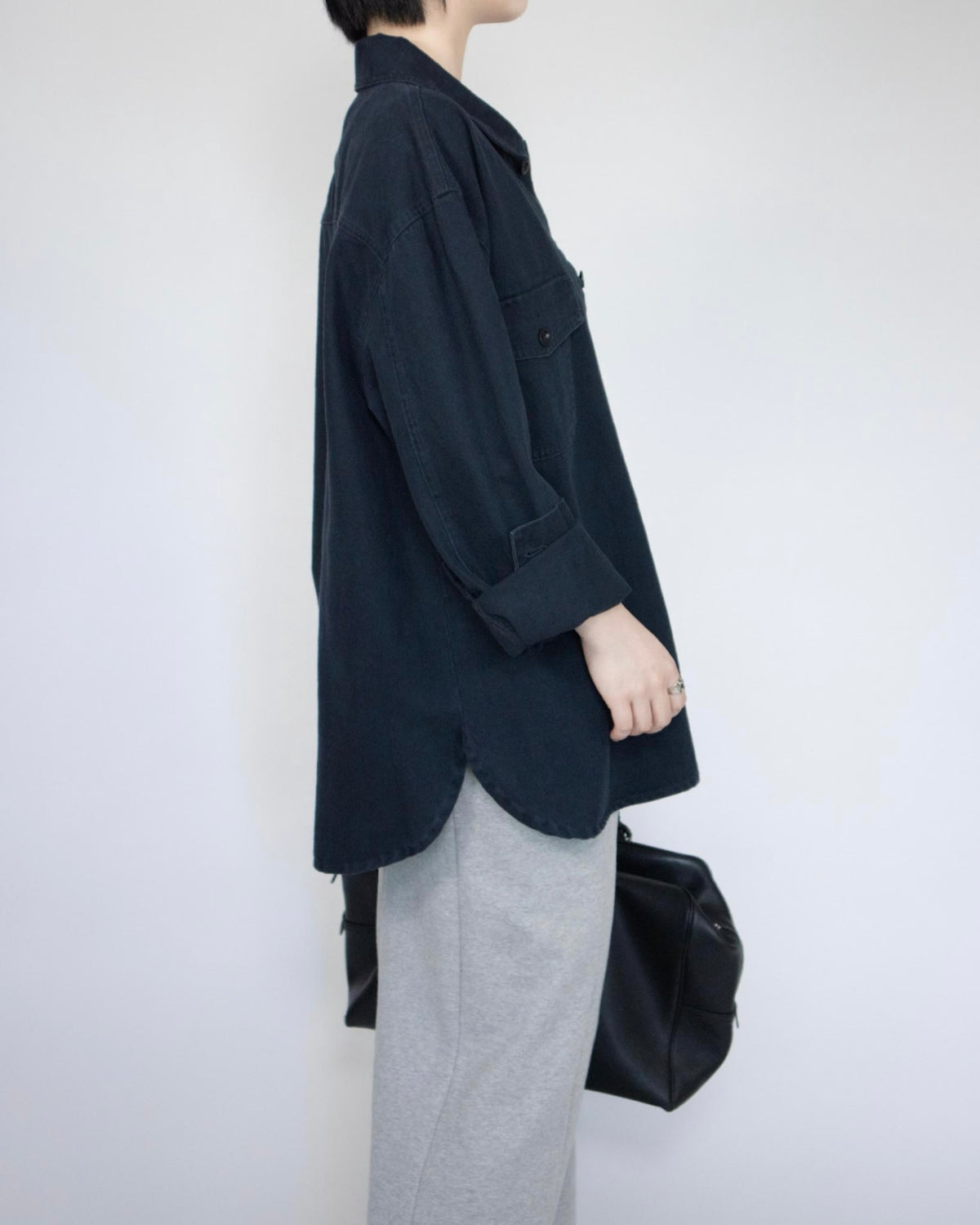 Unisex oversized 牛仔恤衫 - 深藍色