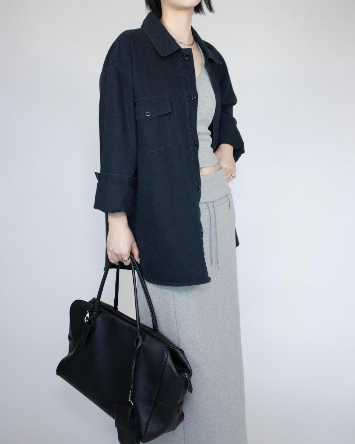 Unisex oversized 牛仔恤衫 - 深藍色