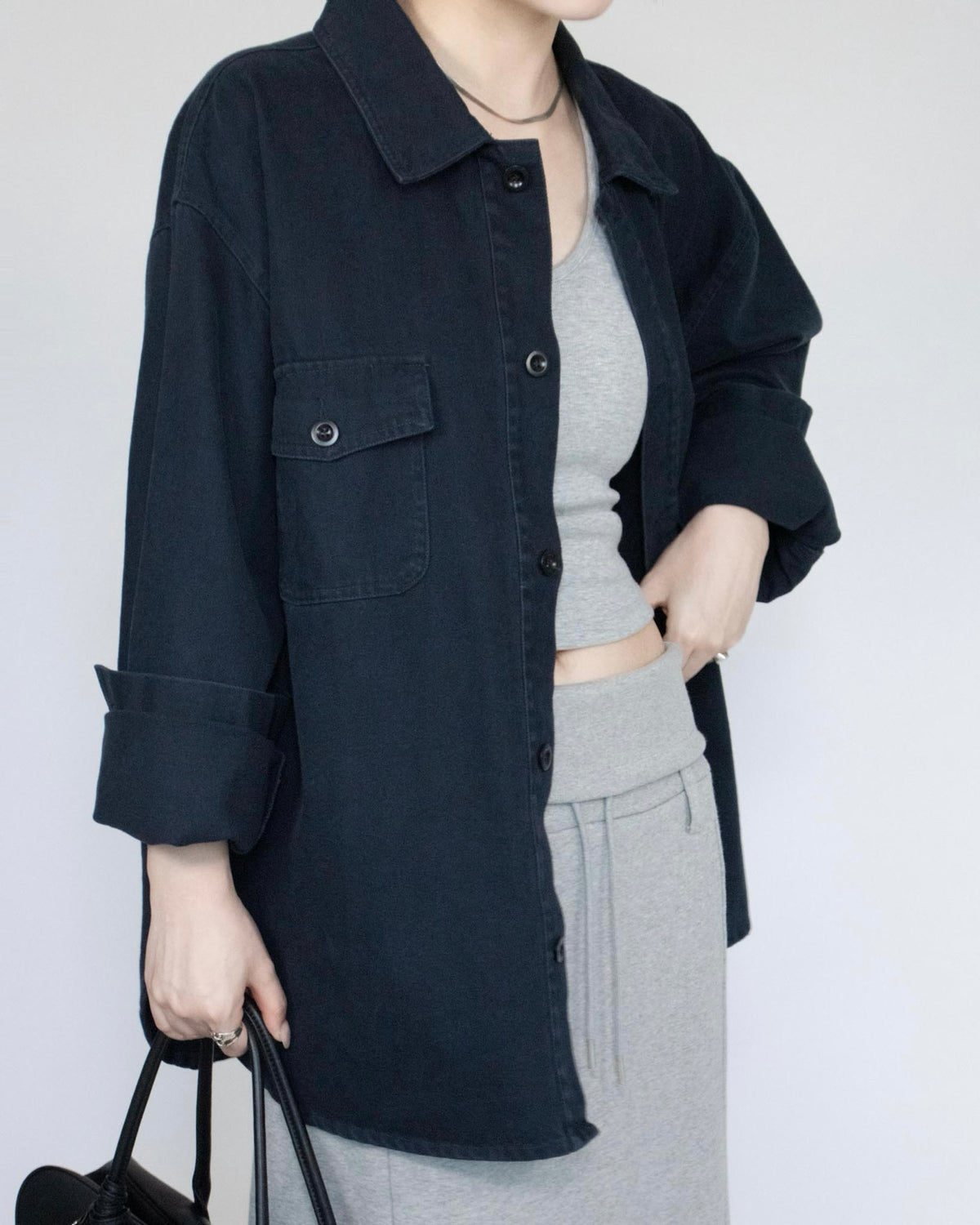 Unisex oversized 牛仔恤衫 - 深藍色