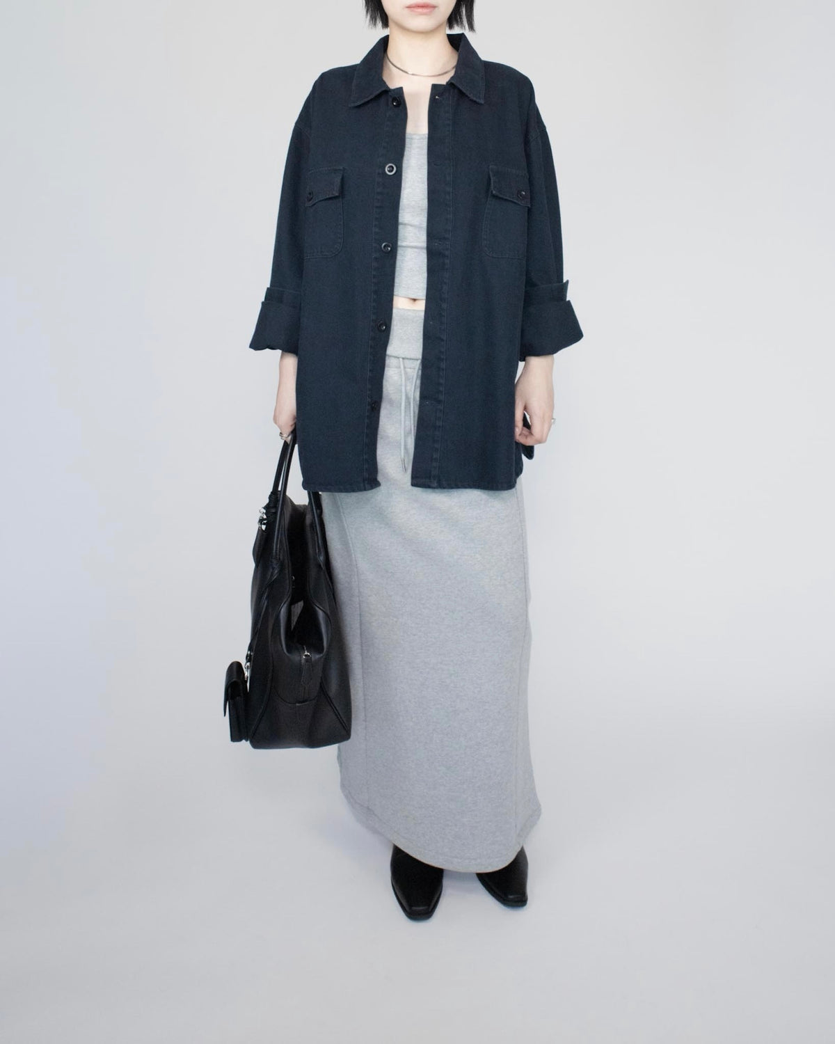 Unisex oversized 牛仔恤衫 - 深藍色