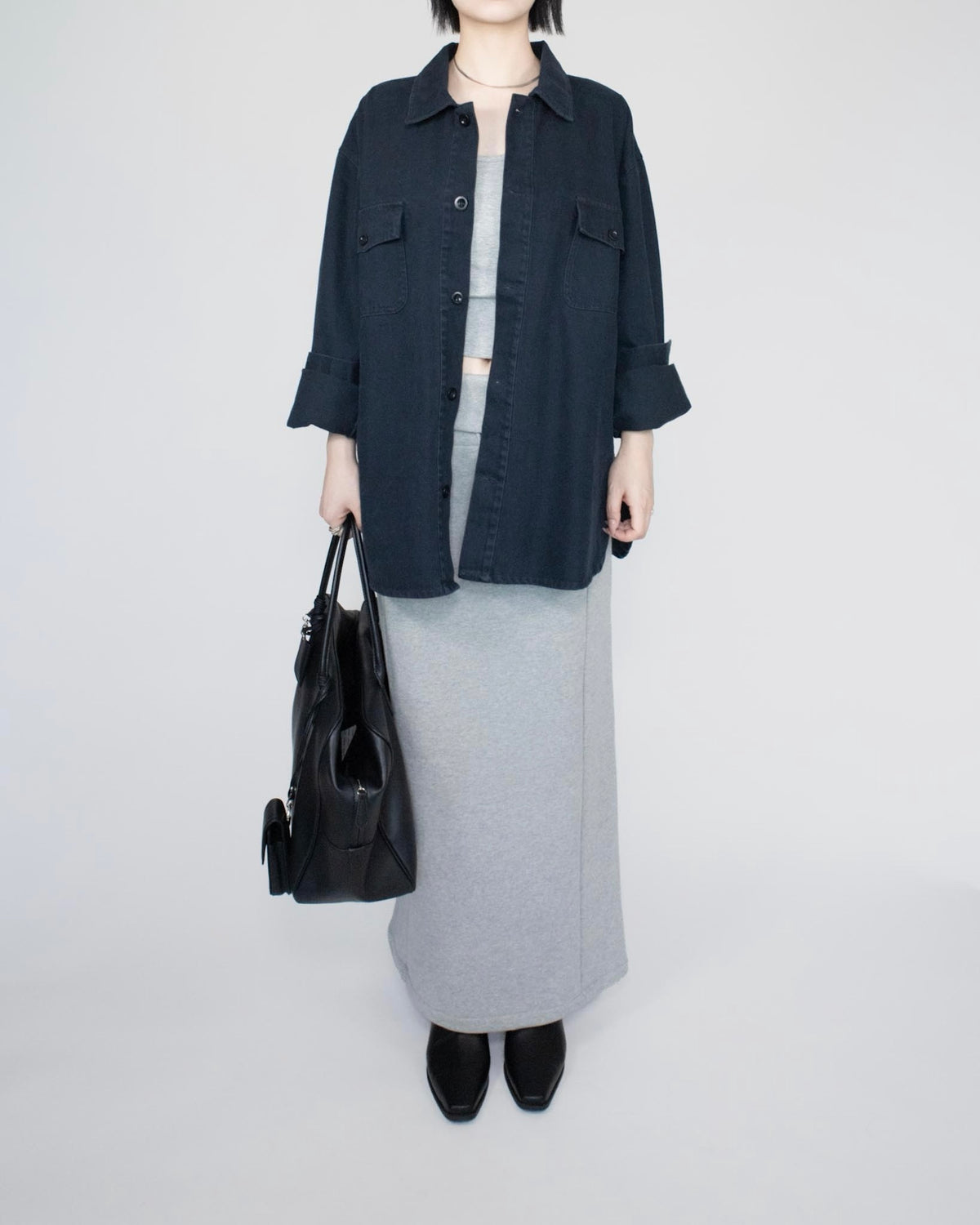 Unisex oversized 牛仔恤衫 - 深藍色