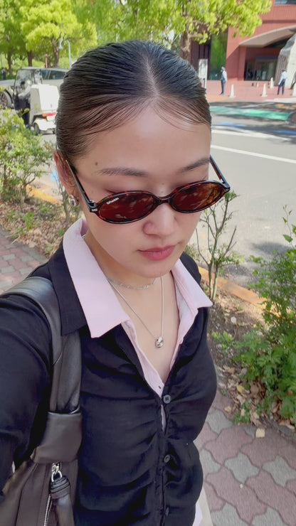 抓皺短身襯衫 - 黑色